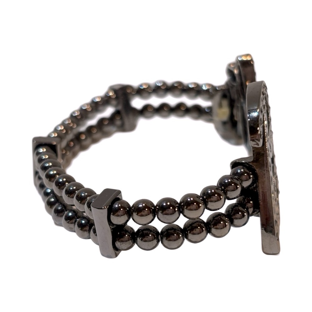 Barbie Crystal Dark Metal Ball‎ Beaded Stretch Bracelet with Lips Kiss - Picture 6 of 7
